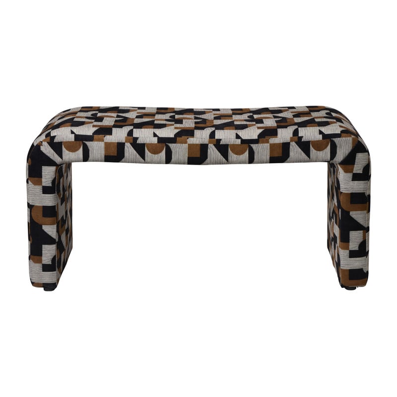 Bankje grafisch - zwart/beige - 49x100x36 cm