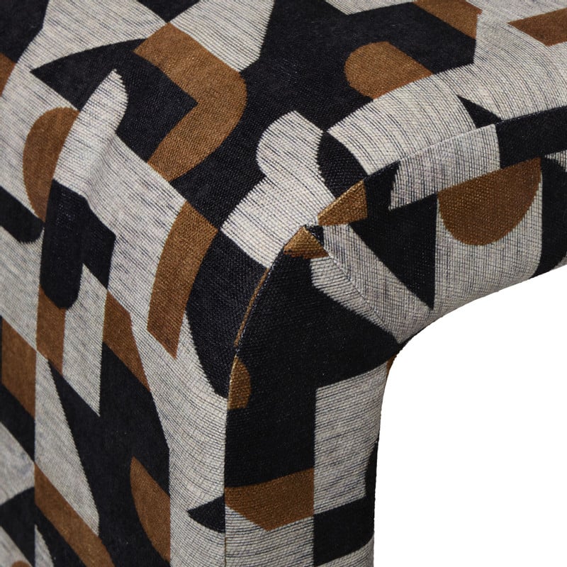 Bankje grafisch - zwart/beige - 49x100x36 cm