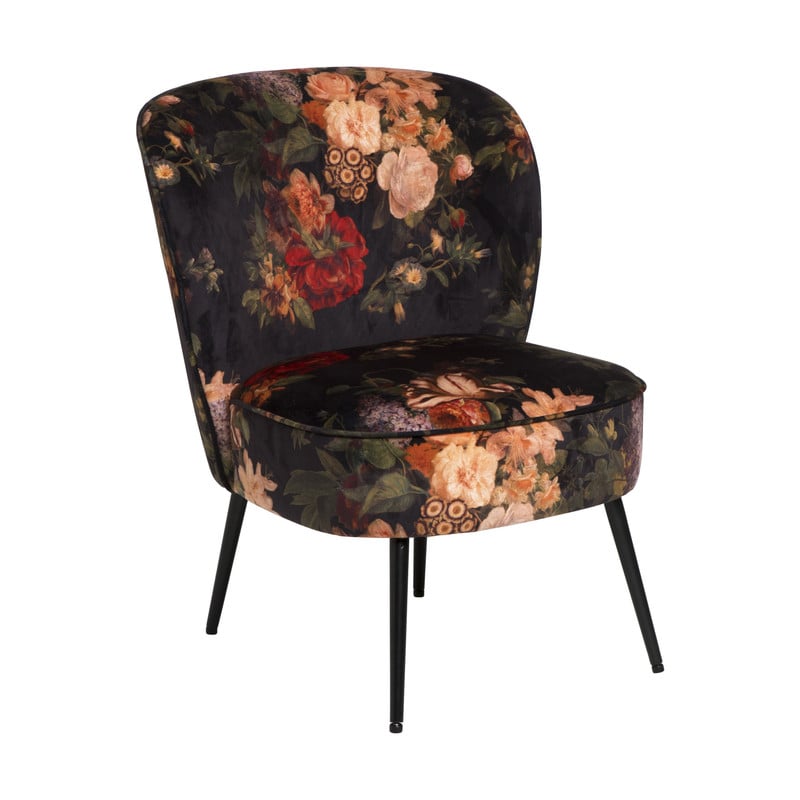 Fauteuil bloem - multikleur/zwart - 59x66x75 cm
