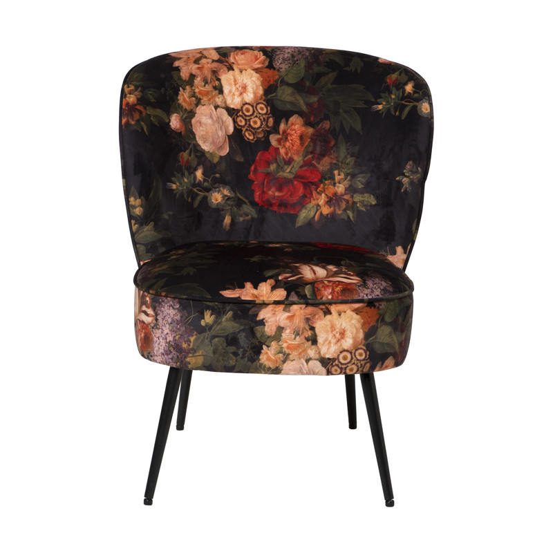 Fauteuil bloem - multikleur/zwart - 59x66x75 cm