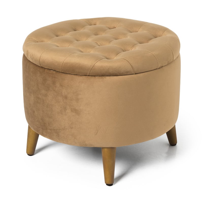 Opbergpoef rond - bruin - ⌀50x40 cm 