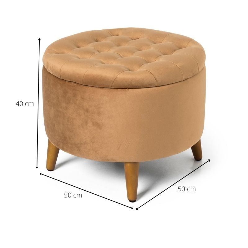 Opbergpoef rond - bruin - ⌀50x40 cm 