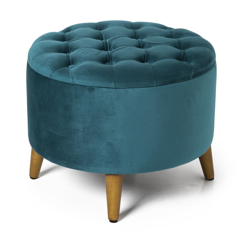 Opbergpoef rond - blauw - ⌀50x40 cm 