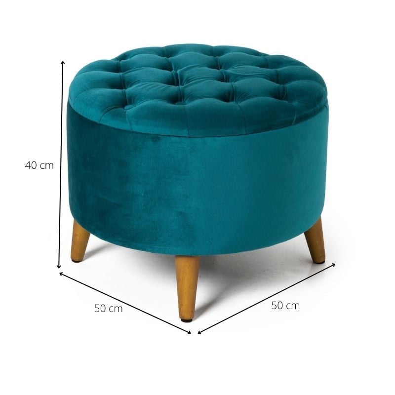 Opbergpoef rond - blauw - ⌀50x40 cm 