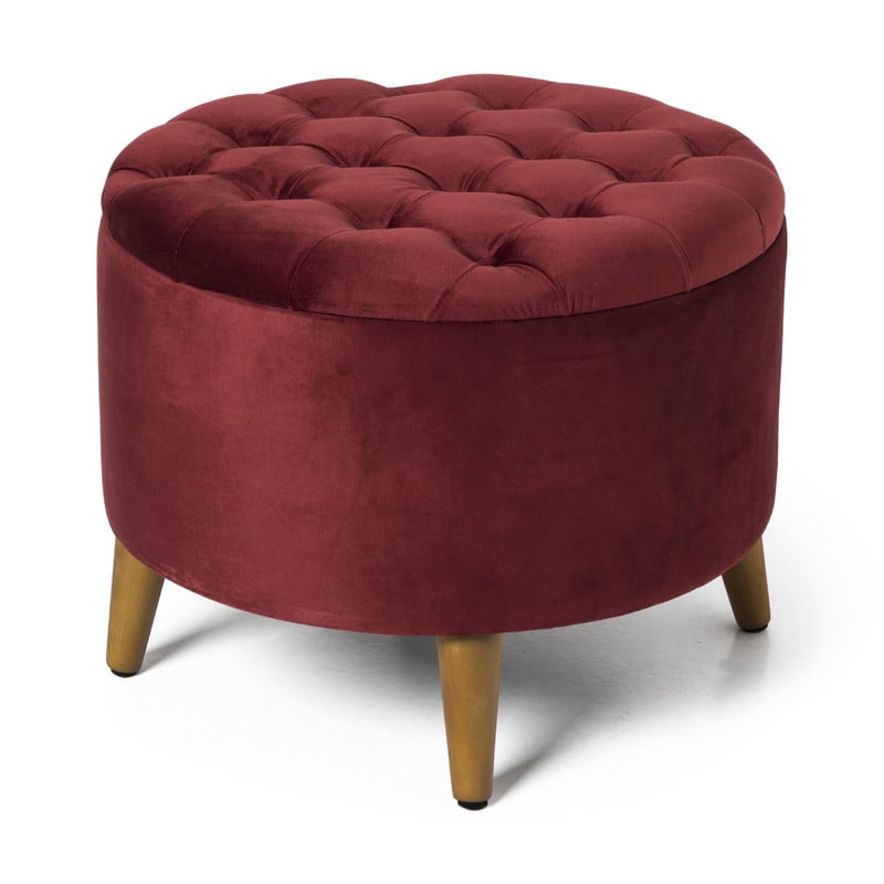 Opbergpoef rond - rood - ⌀50x40 cm 