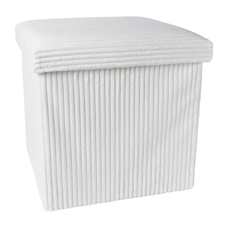 Opbergbox teddy rib vierkant - wit - 38x38x38 cm