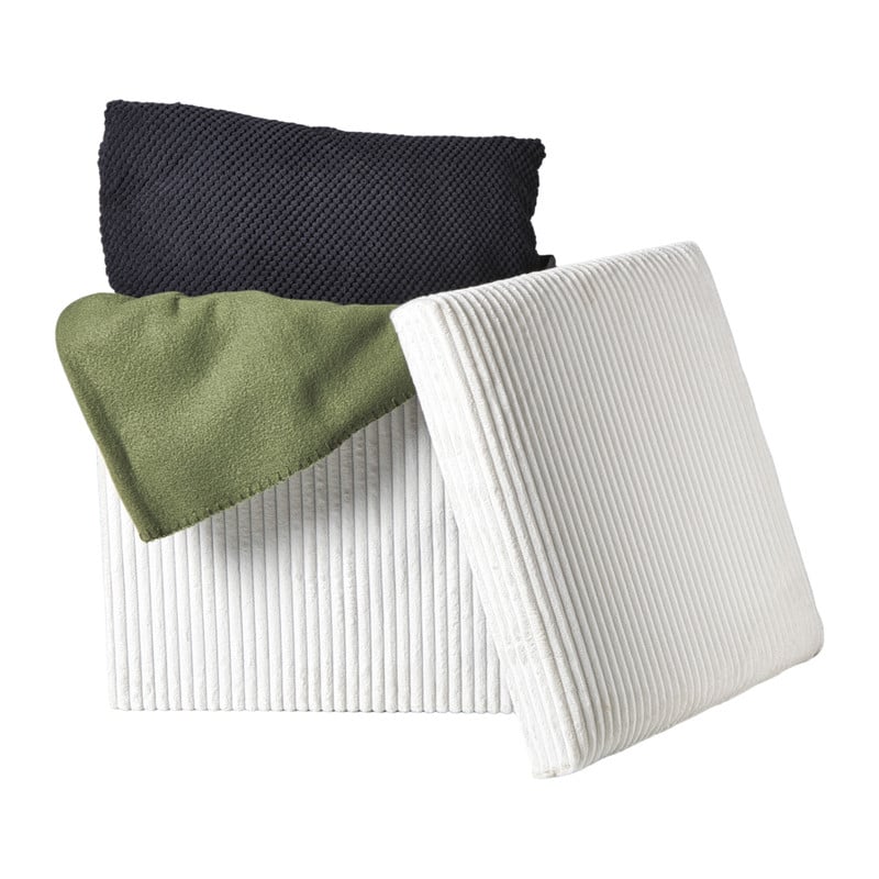 Opbergbox teddy rib vierkant - wit - 38x38x38 cm