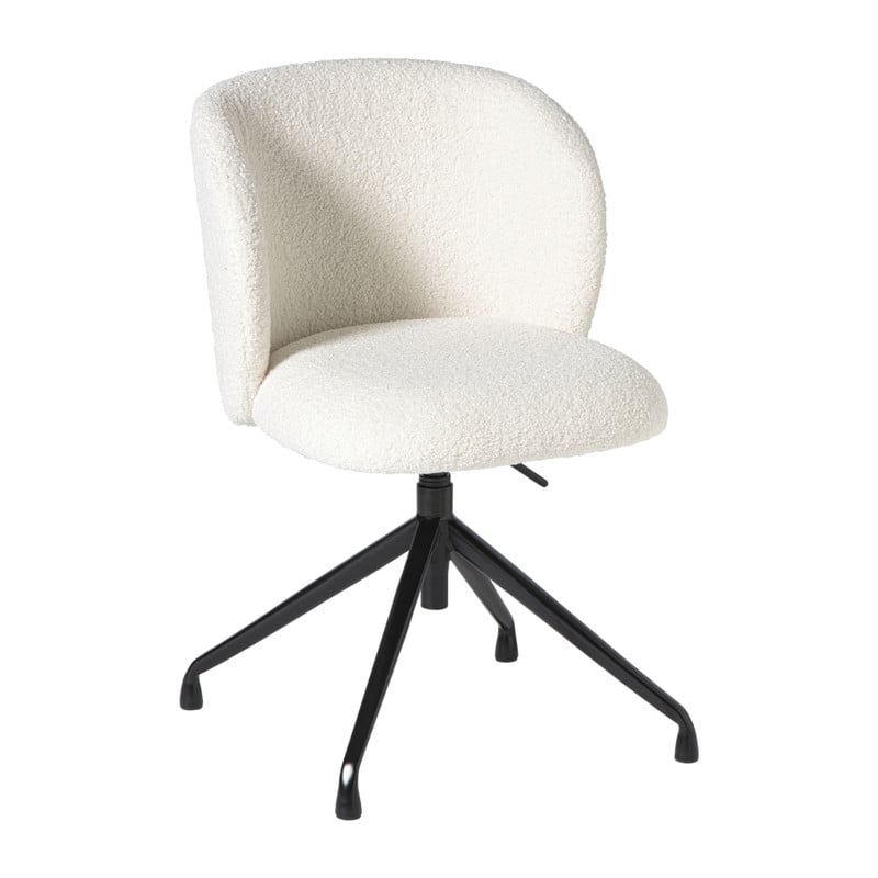 Draaibare bureaustoel teddy - wit/zilverkleurig - 75.5x56x50 cm