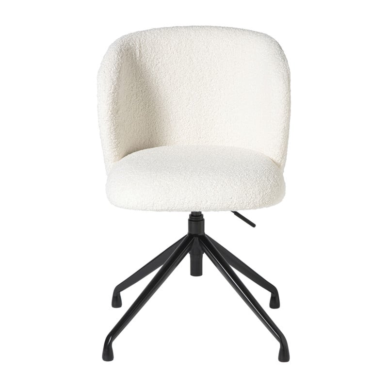 Draaibare bureaustoel teddy - wit/zilverkleurig - 75.5x56x50 cm