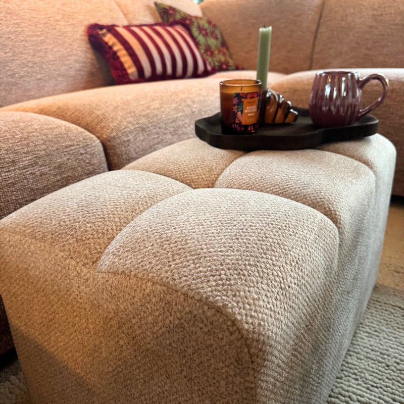 Hocker chenille - beige - 38x66x38 cm