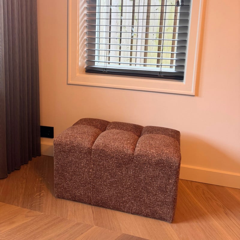 Hocker chenille - bruin - 38x66x38 cm