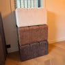 Hocker chenille - bruin - 38x66x38 cm