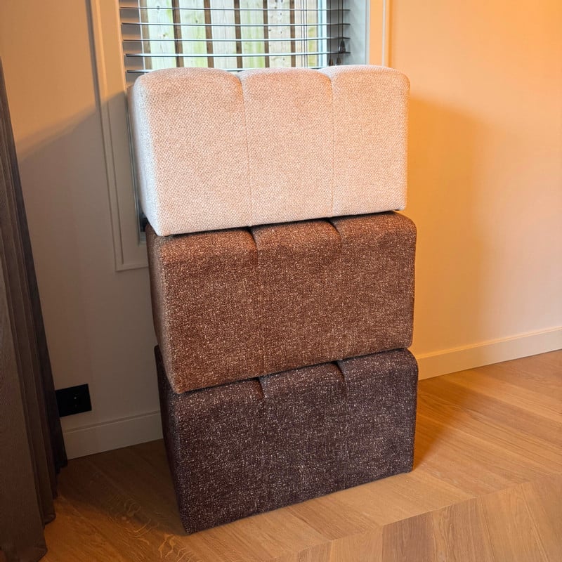 Hocker chenille - donkerbruin -38x66x38 cm