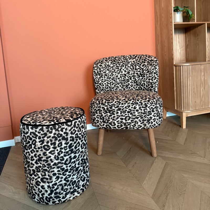 Fauteuil luipaard - bruin - 69x66x56 cm