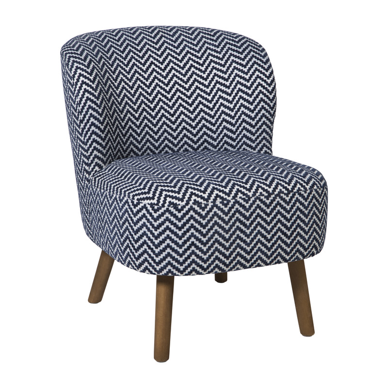 Fauteuil zigzag - blauw/wit - 69x66x56 cm