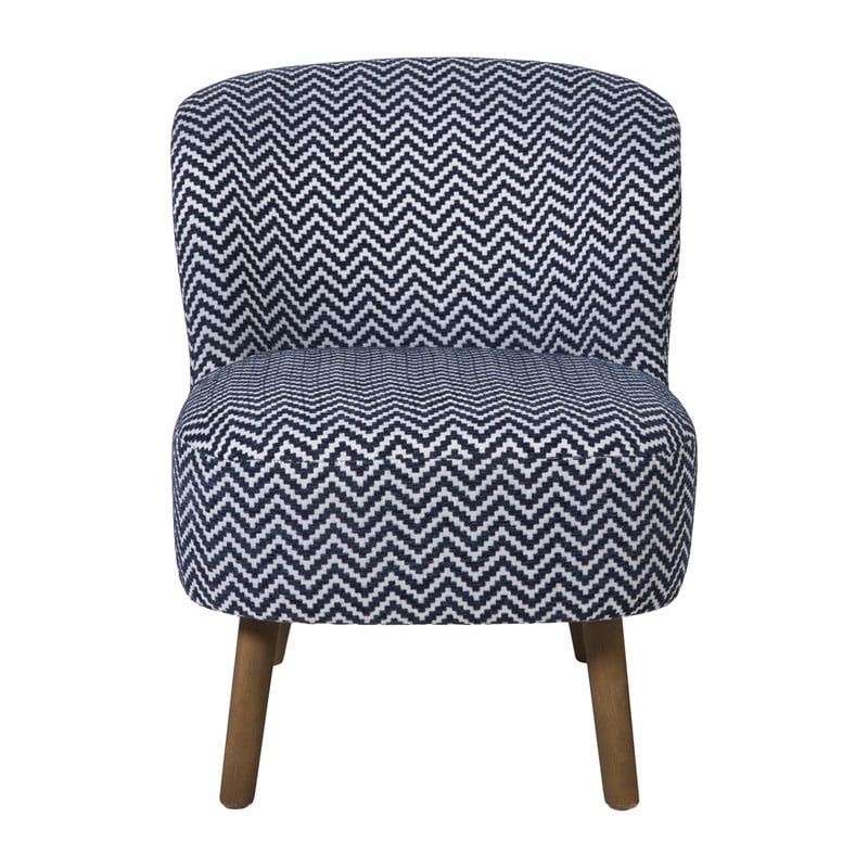 Fauteuil zigzag - blauw/wit - 69x66x56 cm