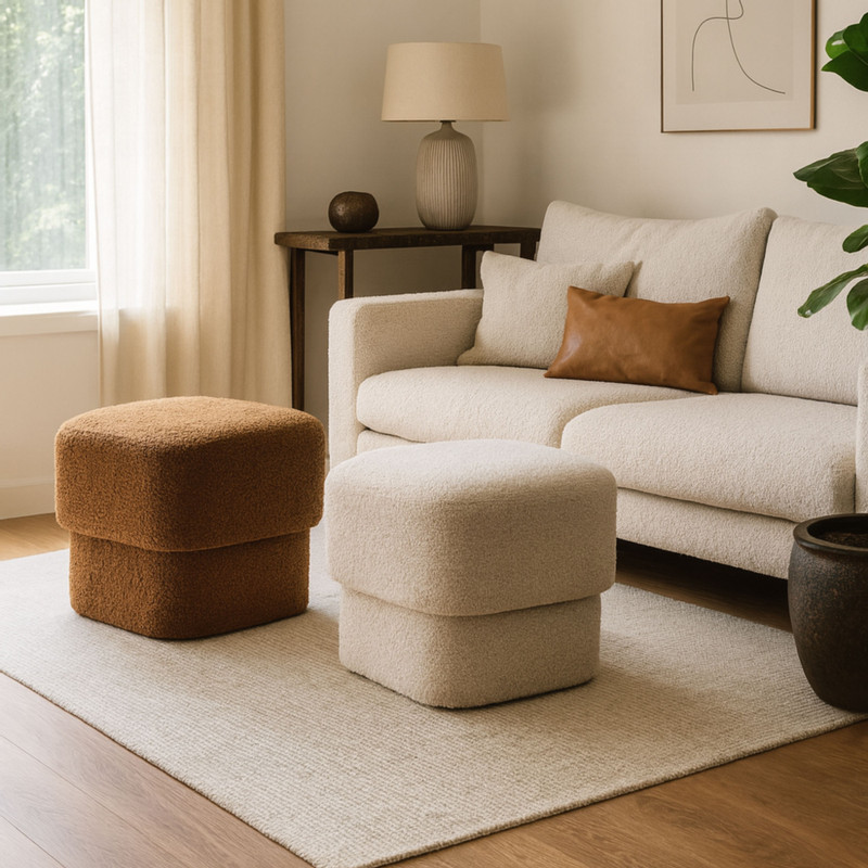Poef vilt - beige - 40x40x40 cm