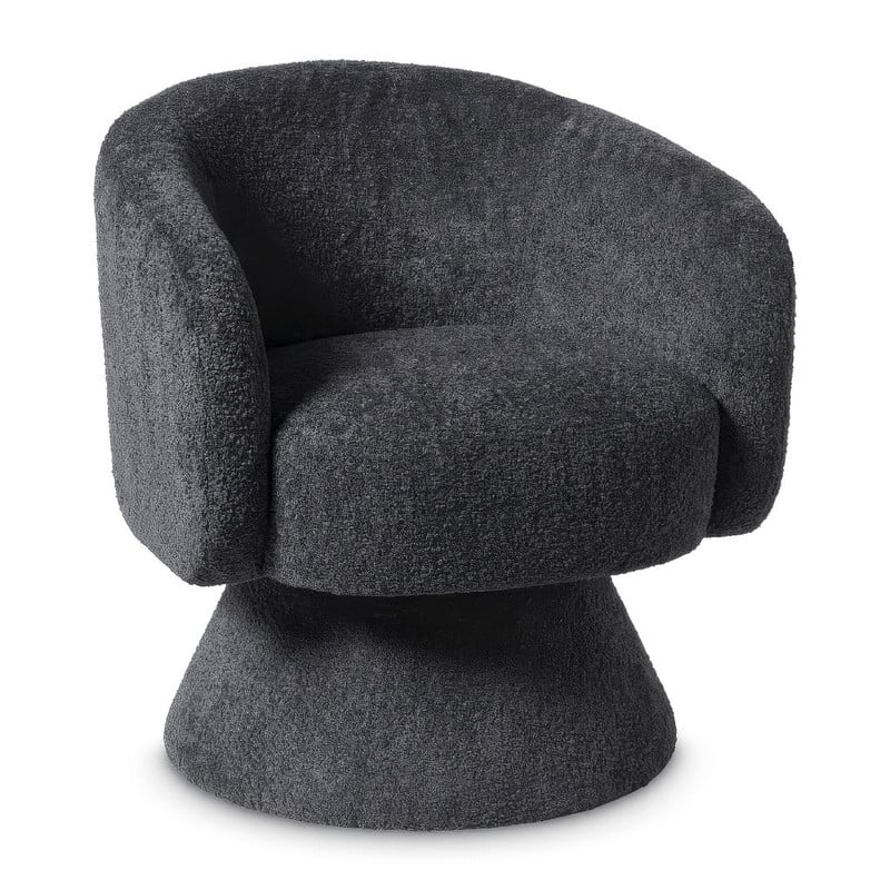 Draaifauteuil bouclé - zwart - 74x68x66 cm