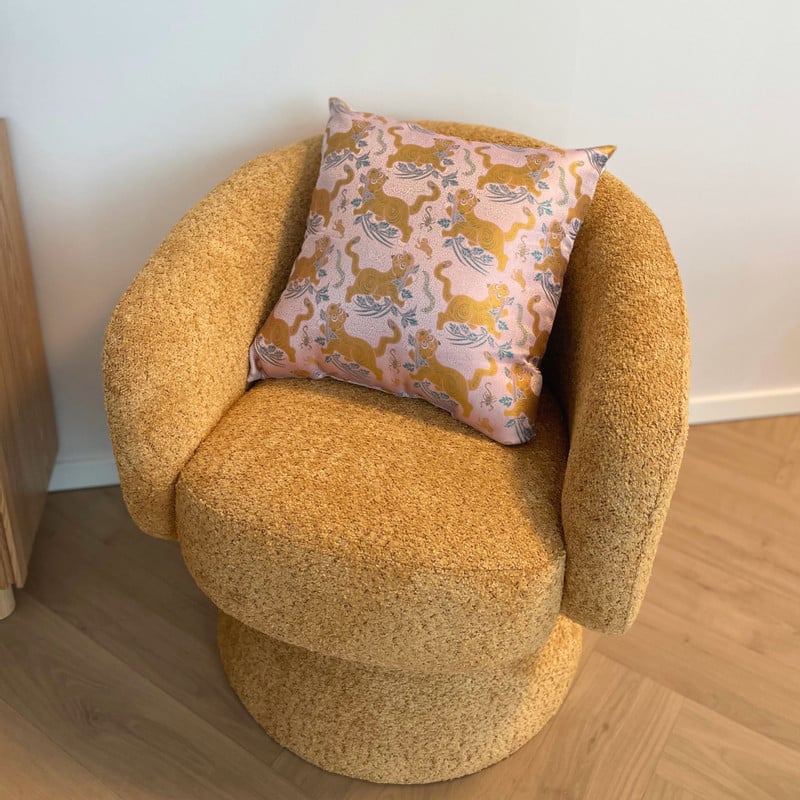 Draaifauteuil bouclé - oker - 74x68x66 cm