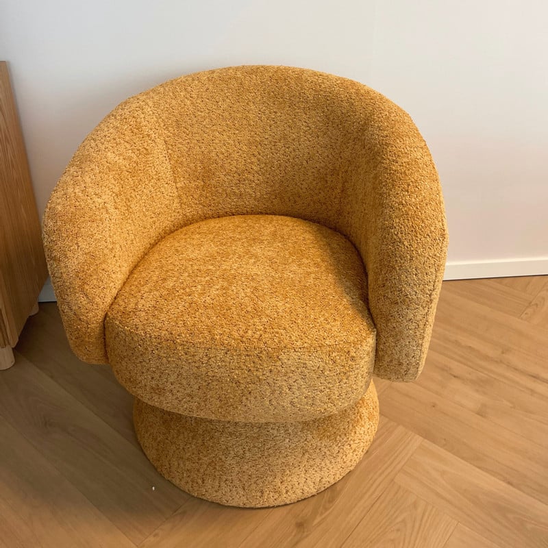 Draaifauteuil bouclé - oker - 74x68x66 cm