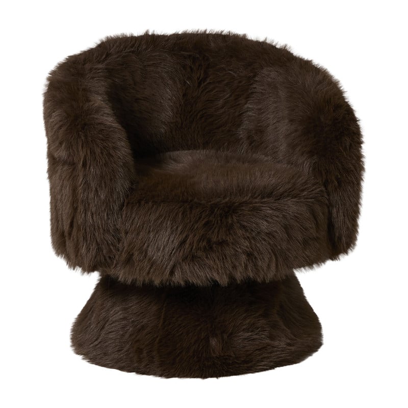 Draaifauteuil fluffy - donkerbruin - 74x68x66 cm