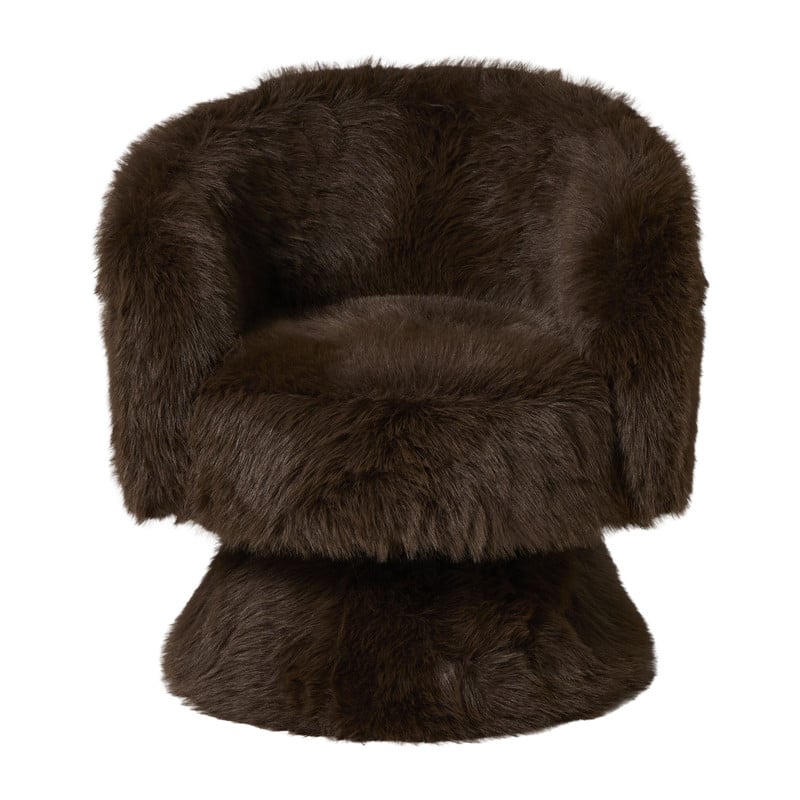 Draaifauteuil fluffy - donkerbruin - 74x68x66 cm