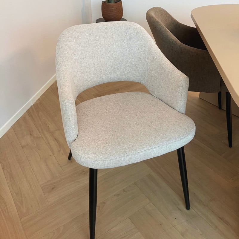 Eetkamerstoel Leonardo met armleuning - beige - 81x62.5x56 cm