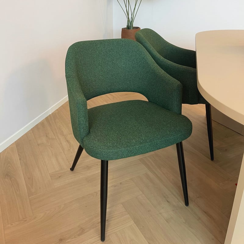 Eetkamerstoel Leonardo met armleuning  - groen - 81x62.5x56 cm