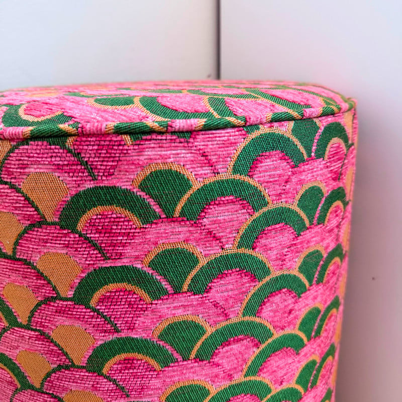 Poef mabel - roze/groen - ø35x39 cm