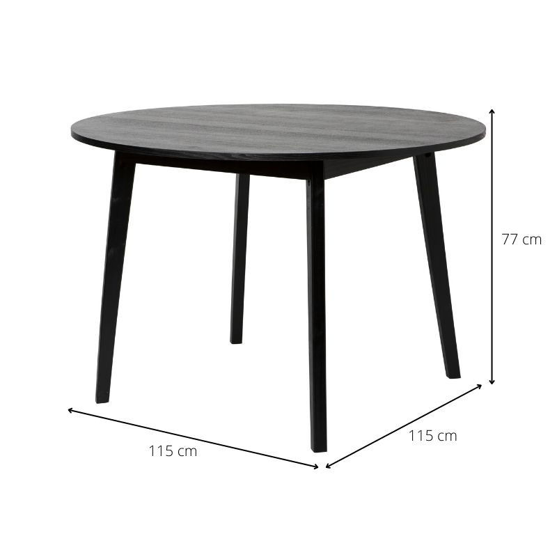 Eetkamertafel Olivia - zwart - 115x77 cm