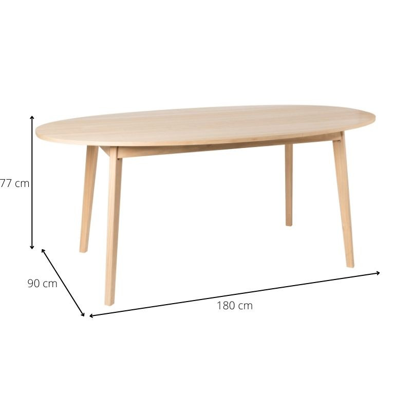 Eettafel Olivia ovaal - naturel - 180x90x77 cm