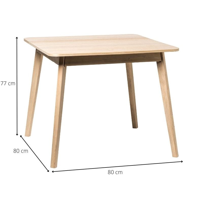 Eettafel Olivia vierkant - naturel - 80x80x77 cm