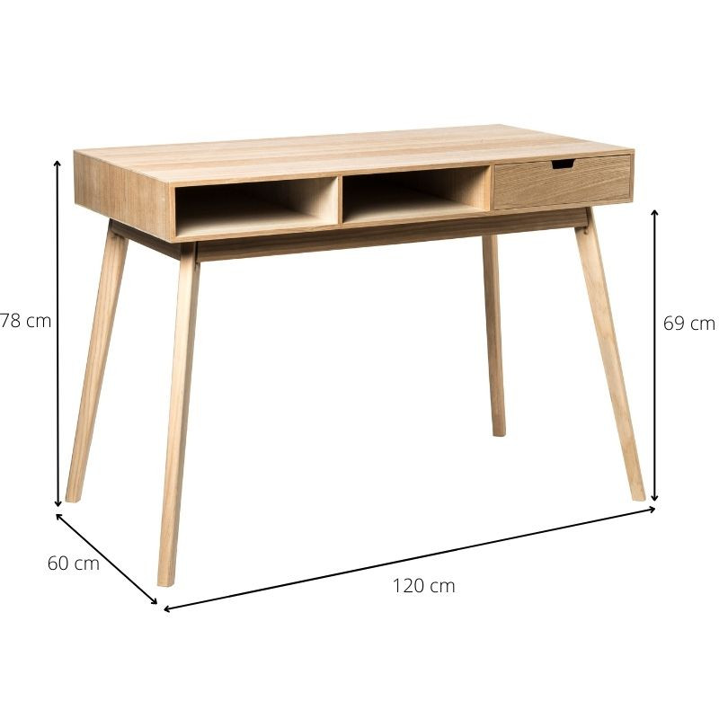 Bureau Olivia - naturel - 120x60x78 cm 