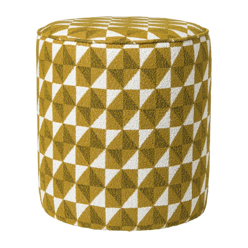 Poef retro - oker/beige - ø35x38 cm