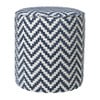 Poef zigzag - blauw/wit - ø35x38 cm