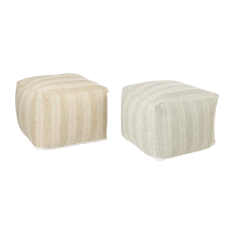 Buitenpoef gestreept - beige/bruin - 35x45x45 cm