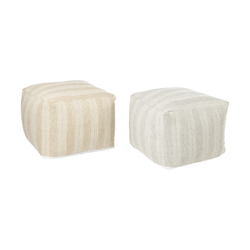 Buitenpoef gestreept - blauw/beige - 35x45x45 cm