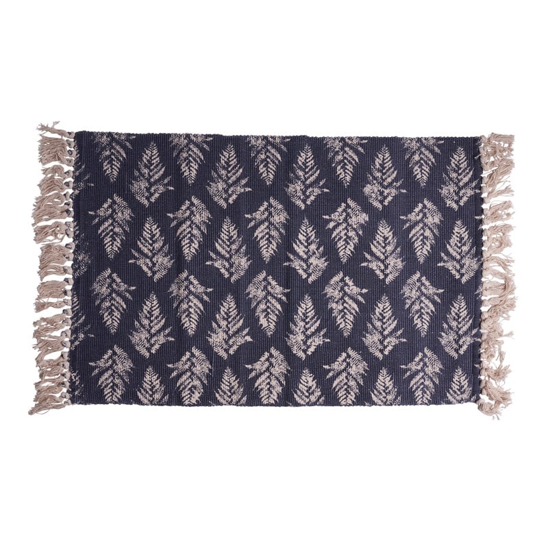 Vloerkleed met franjes - 90x60 cm - donkergrijs 