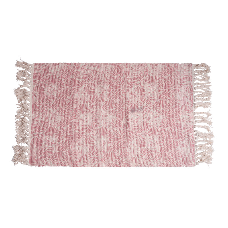 Vloerkleed met franjes - 90x60 cm - roze 