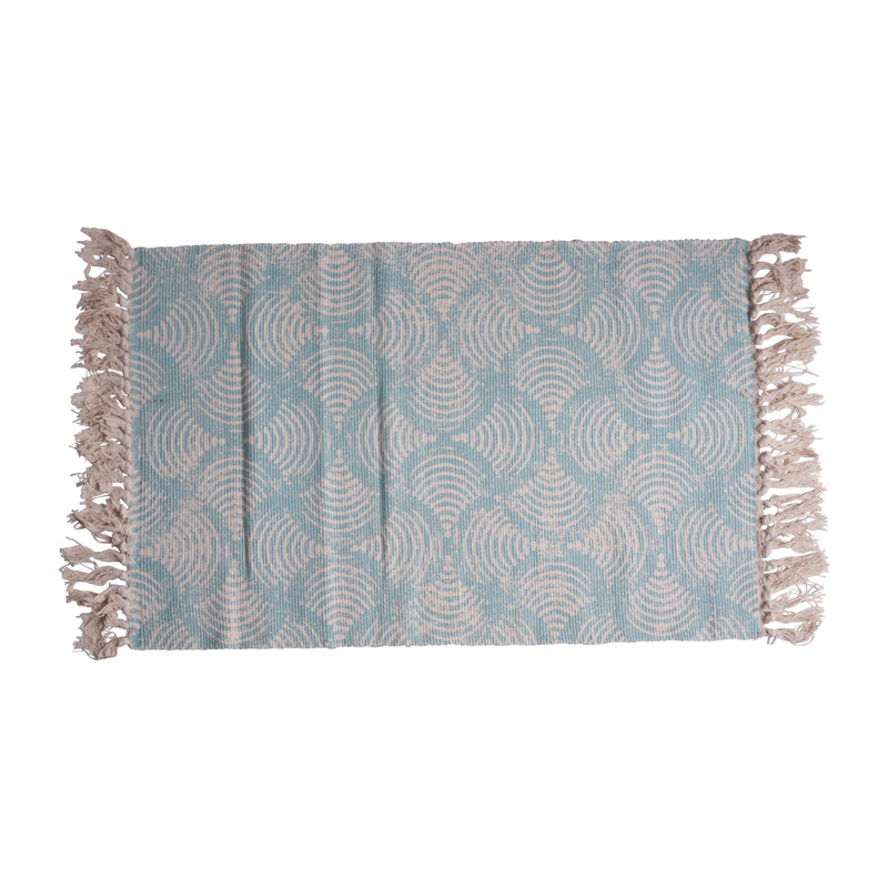 Vloerkleed met franjes - blauw - 60x90 cm 