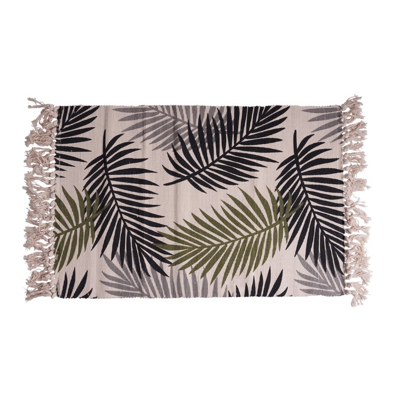 Vloerkleed met franjes - groen - 90x60 cm
