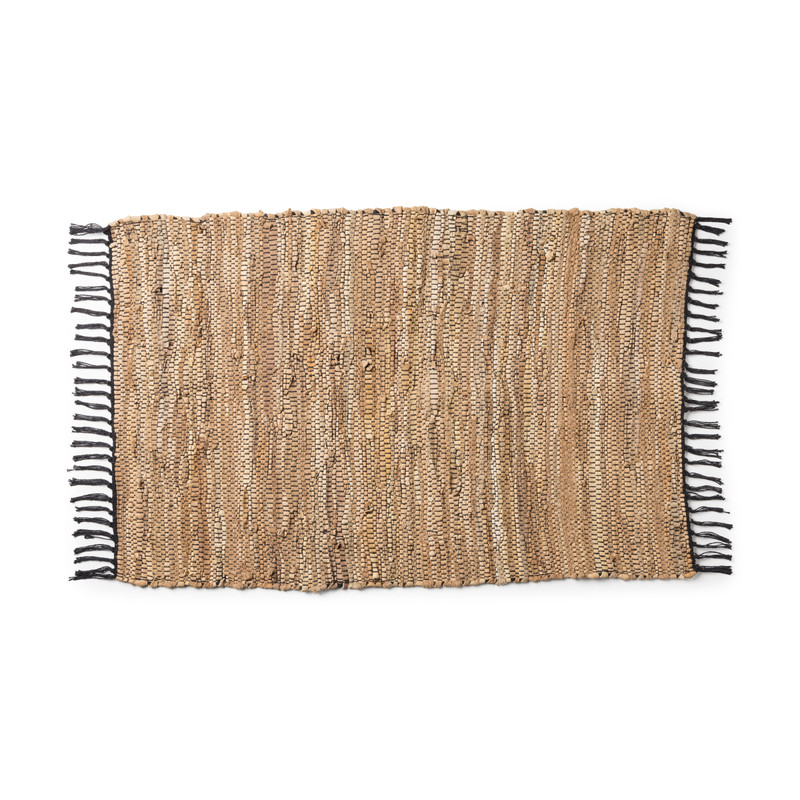 Vloerkleed rechthoek van leer - bruin - 60x90 cm 
