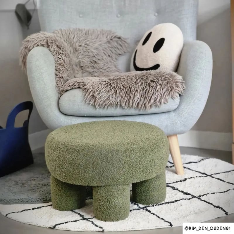 Vloerkleed berber rond - zwart/beige - ø120 cm