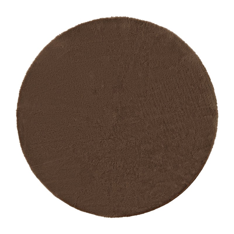 Vloerkleed fake fur - bruin - ø120 cm