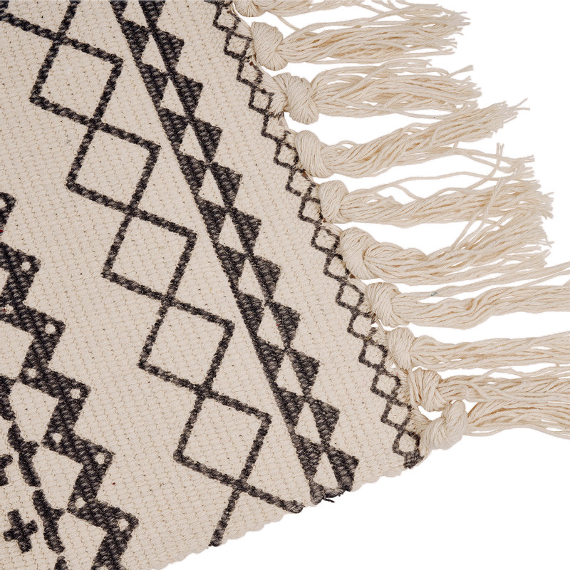 Vloerkleed azteken patroon - zwart/ off white - 90x60 cm 