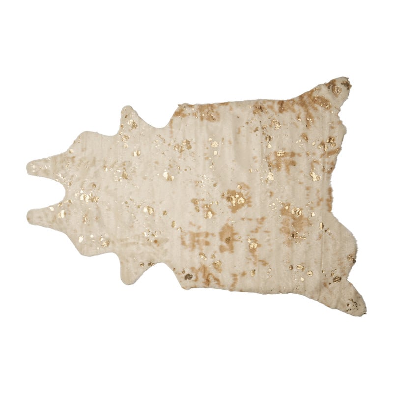 Vloerkleed koe glitter - naturel/goud - 90x130 cm