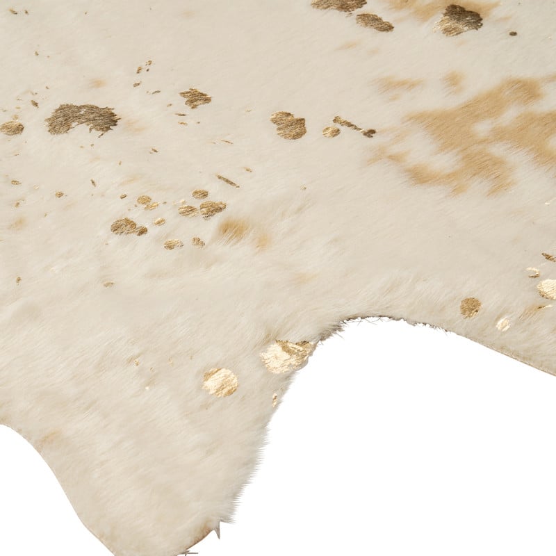 Vloerkleed koe glitter - naturel/goud - 90x130 cm