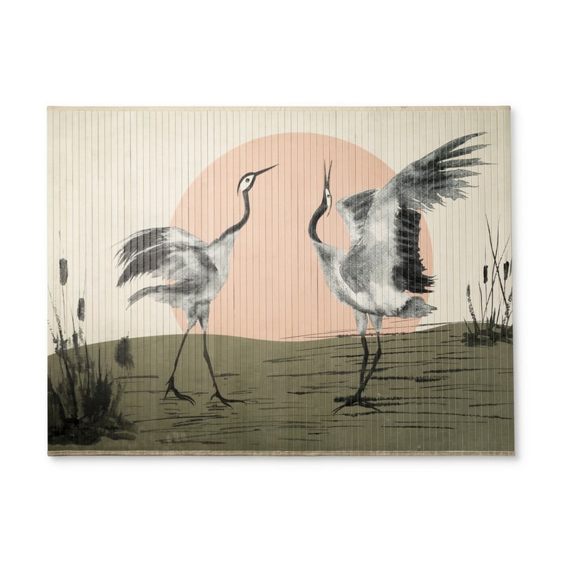 Bamboe mat - kraanvogel - 90x120 cm 