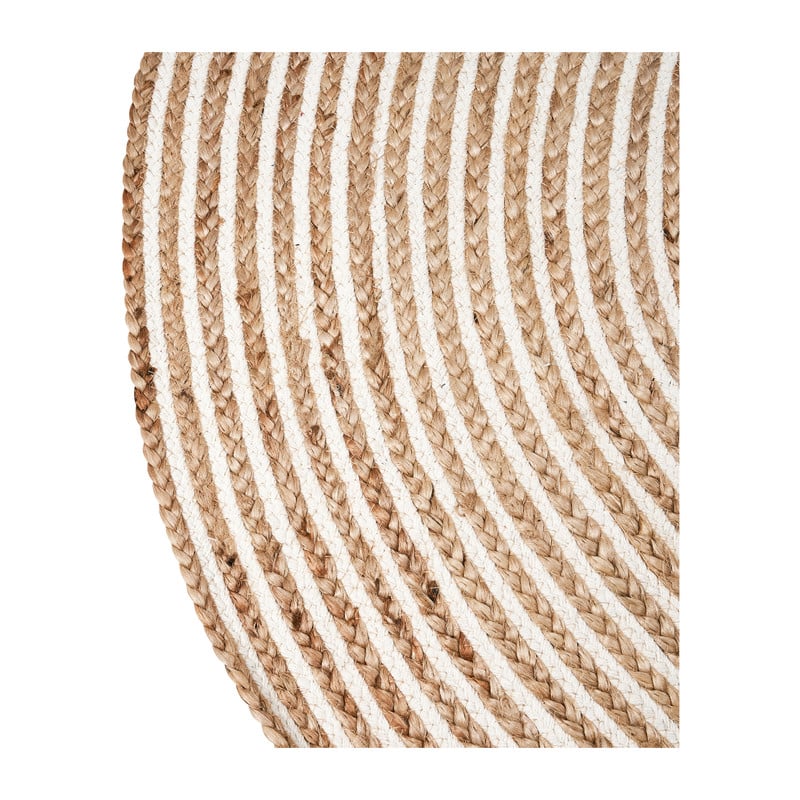 Vloerkleed jute - rond - naturel/wit - 120 cm