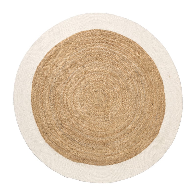 Vloerkleed met rand - wit - ⌀120 cm